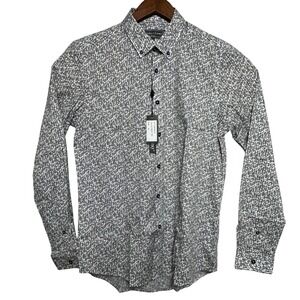 Paisley & Gray Mens Slim Fit Long Sleeve Button Down Geometric Shirt White M